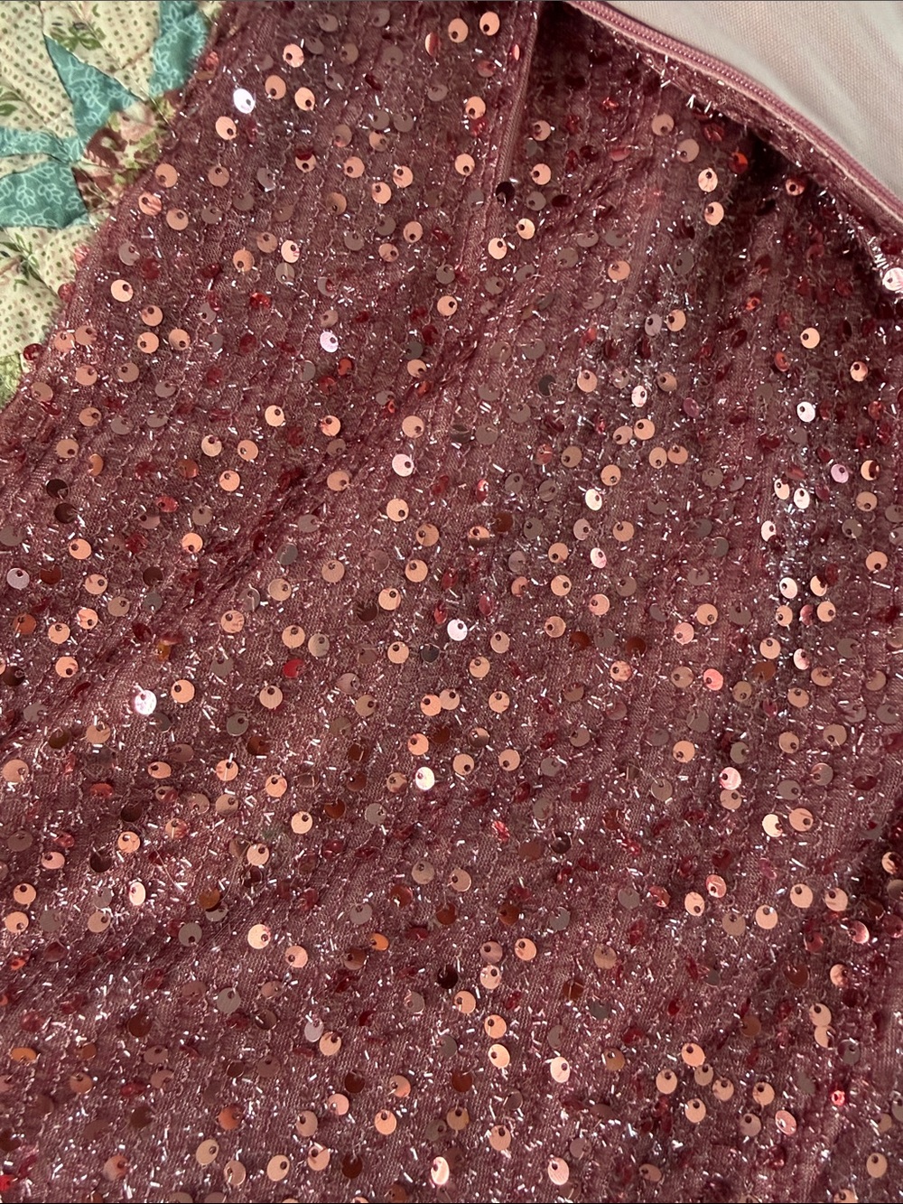 Sequined V-Neck Spaghetti Strap Dress in Dusty Rose - Picture 4 of 4